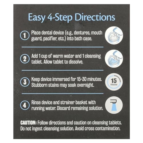 Denture Bath Case and Retainer Case, (1 Count), Blue