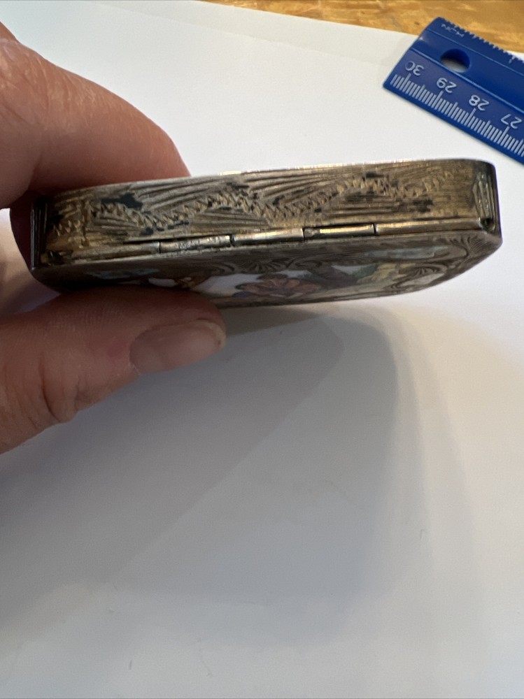 Antique Sterling Silver Enamel Box