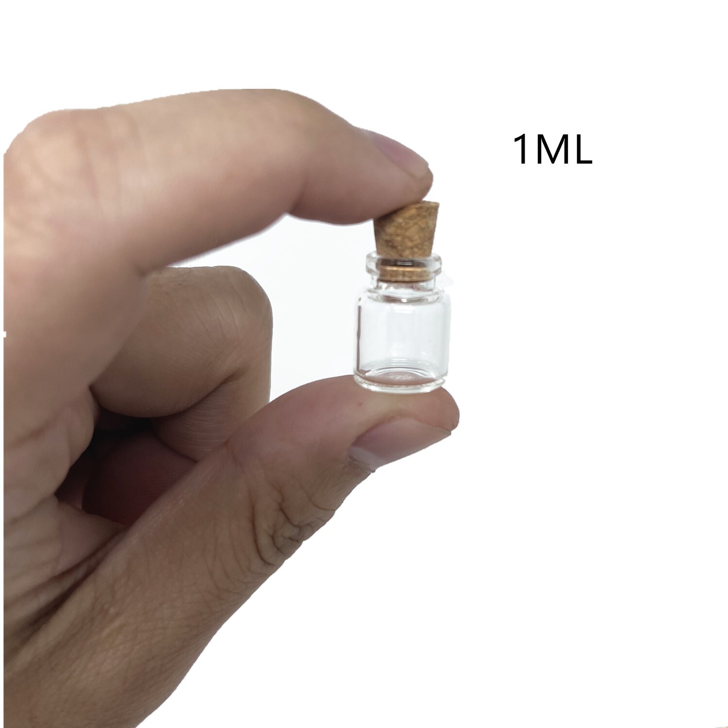 100 PCS Small Bottles 1ml 13x18mm Clear Cork Vials Glass Bottles Wishing Bottle