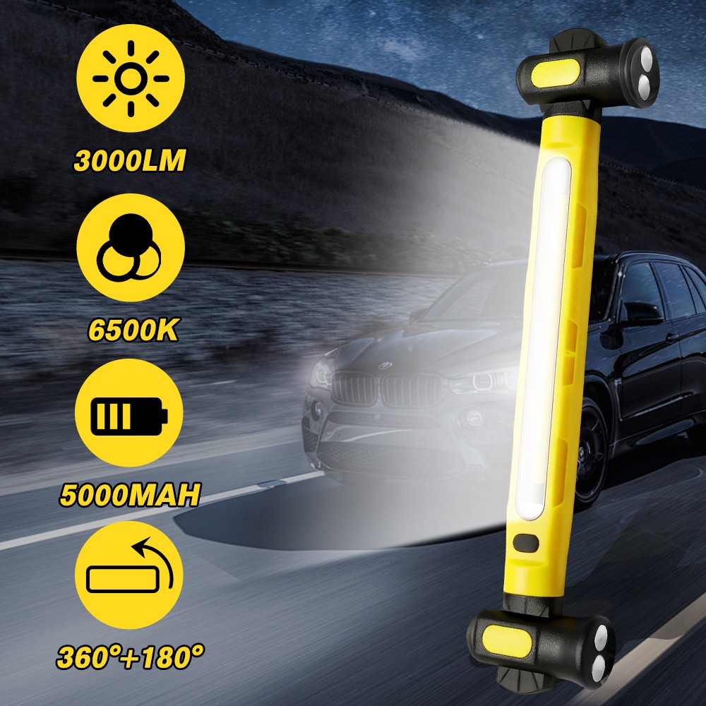 Magnetic LED Work Light Bar, 6000mAh Rechargeable Inspection Lamp 3 Color Modes