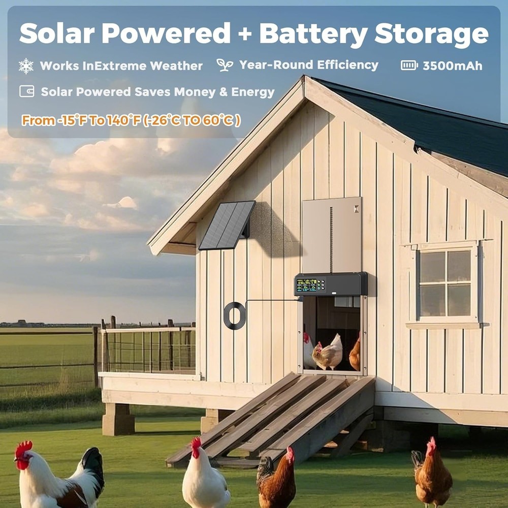 Solar Automatic Chicken Coop Door Opener with Timer Light Sensor Remote Control