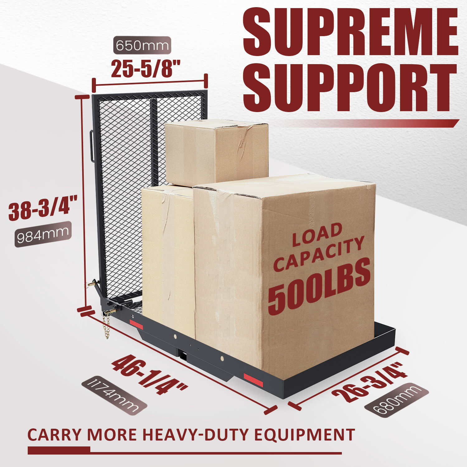 500LB Scooter Hitch Carrier Mount Hitch Cargo Carrier W/ Ramp Wheelchair Carrier