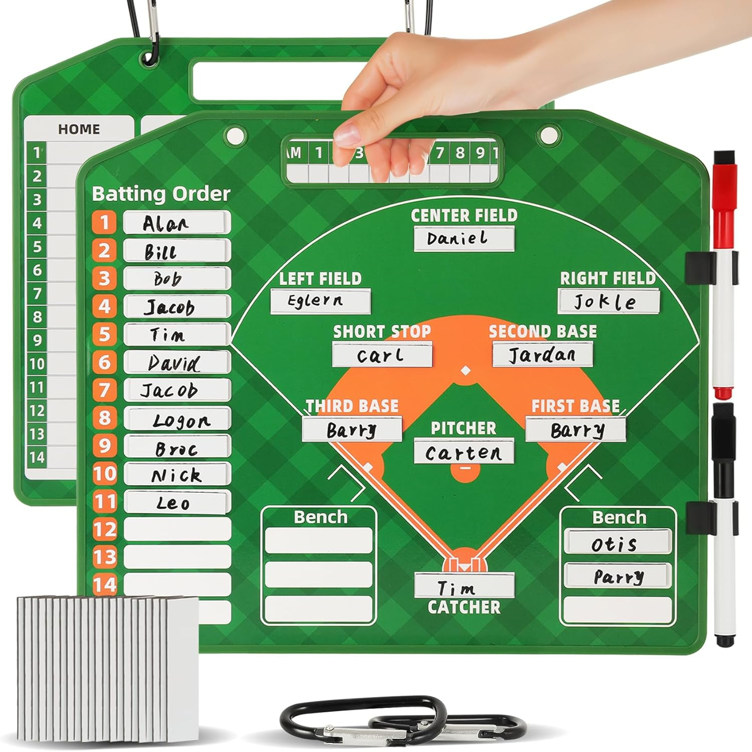 Magnetic Baseball Lineup Board with 40 Sheets Lineup Cards Clipboard for Coaches