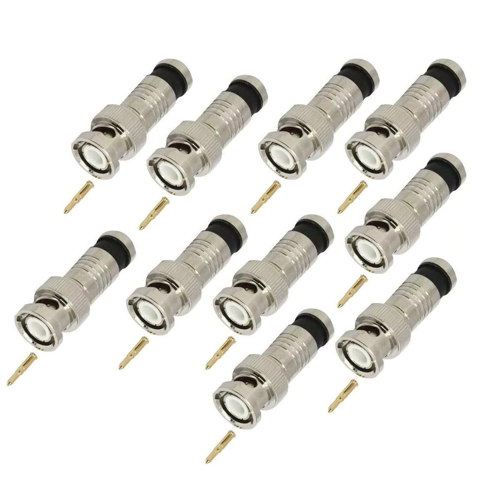 10PCS Silver Adapter BNC Compression Connector for CCTV Camera RG6 Coax Cables