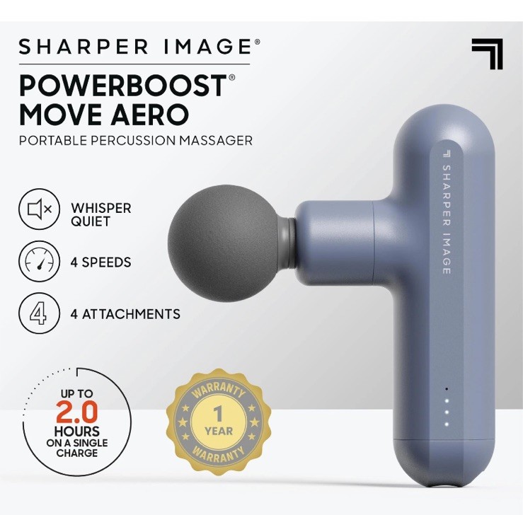 Sharper Image Massage Gun Powerboost Move Aero 3.0 Mini Percussion