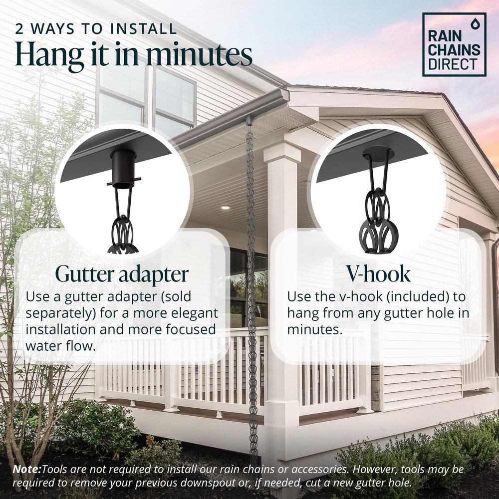 Rain Chain 8.5Ft Aluminum Decorative Gutter Downspout Replacement