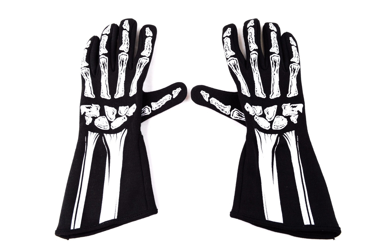 RJS RACING SFI 3.3/1 NEW SKELETON RACING GLOVES BLACK / WHITE SIZE XL 600080135