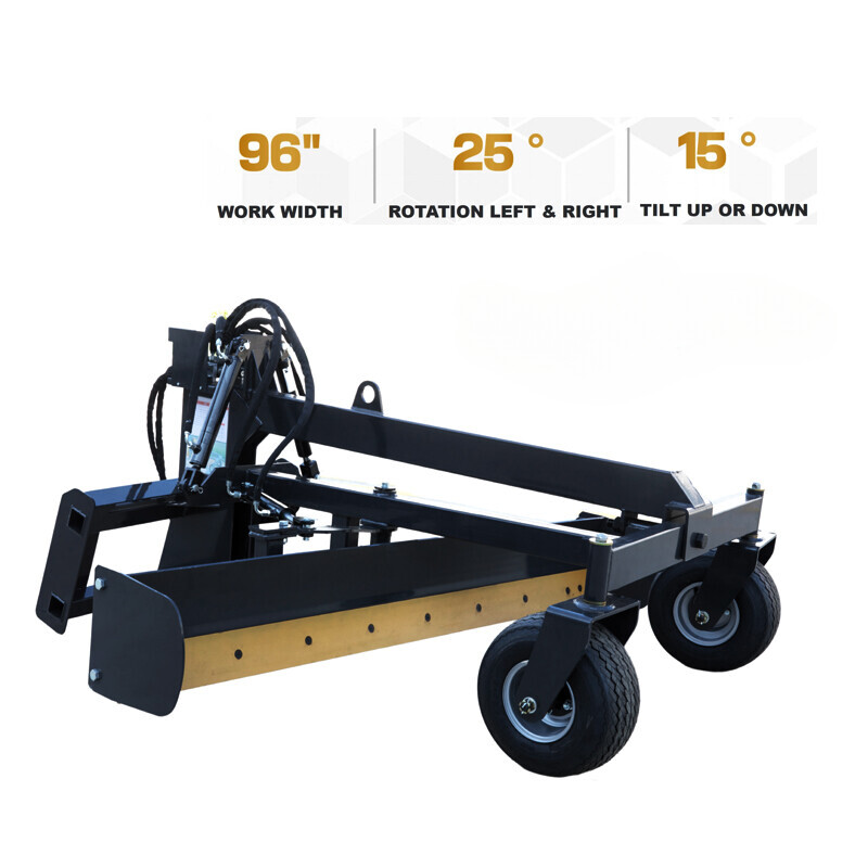 Wolfequip 96'' Skid Steer Grader Grading Quick Attach Hydraulic Blade Attachment