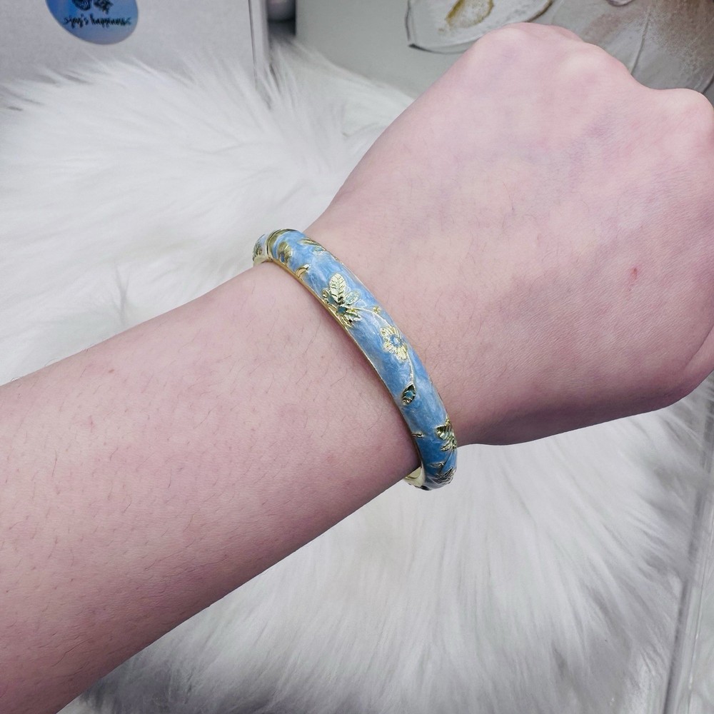 Just Blue Flower Enamel Cloisonne Bracelet Bangle