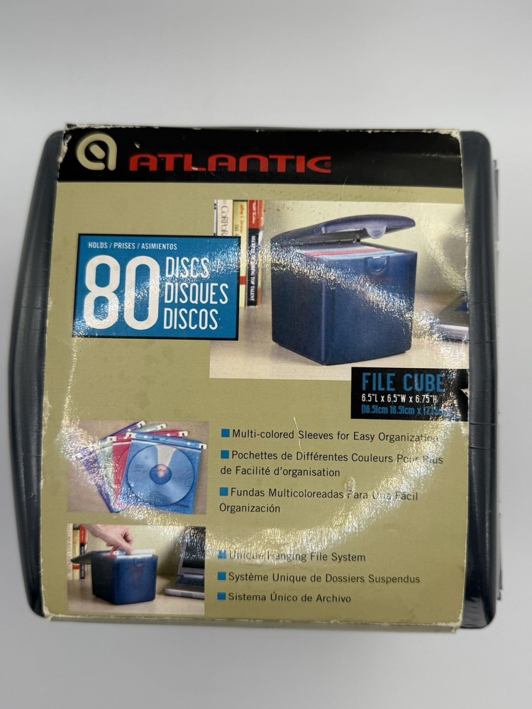 Atlantic 80 Disc File Cube Hardcase CD /DVD / Blu-ray Storage NOS