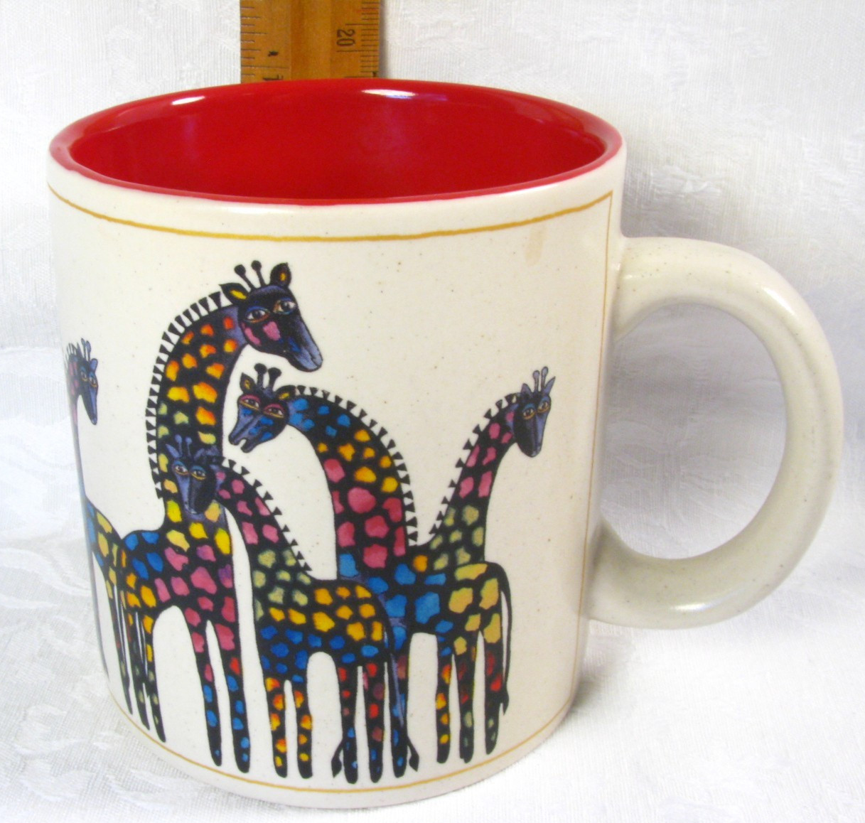 Laurel Burch Coffee Mug Wine Things Unltd Sonoma 2004 Rainbow Family of Giraffes