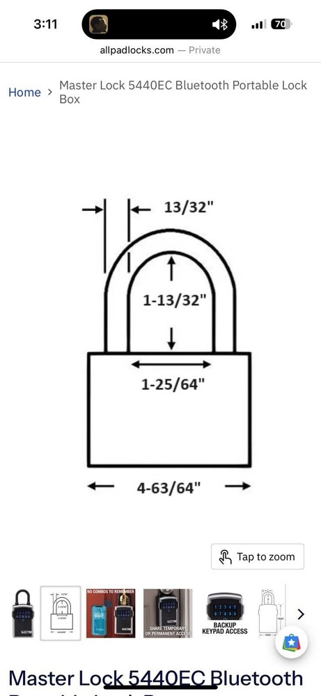 Master Lock Bluetooth Portable Lock Box Key Safe 5440EC