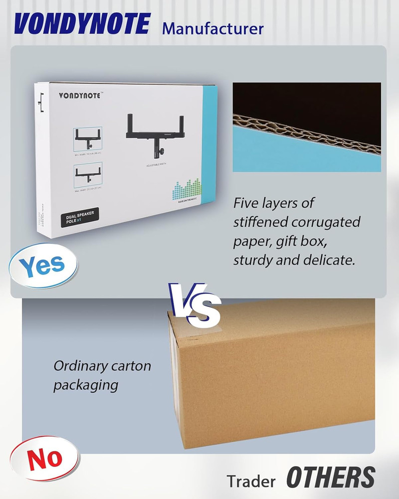 Dual Speaker Mount Bar Mounting Fork Bracket Speaker Pole Width Adjustable, Sing