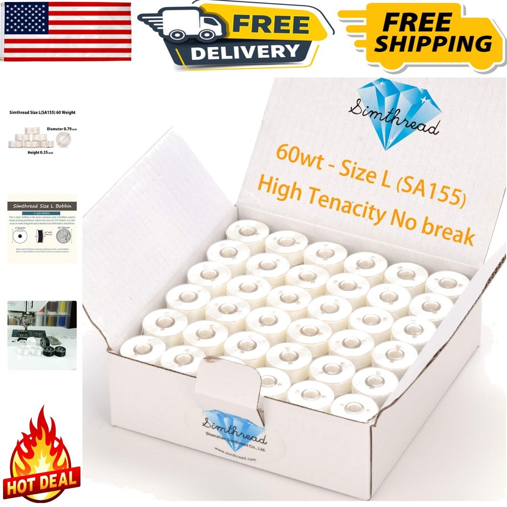 144 Prewound Polyester Bobbins Thread Size L 60WT - For Creative Vision Machines