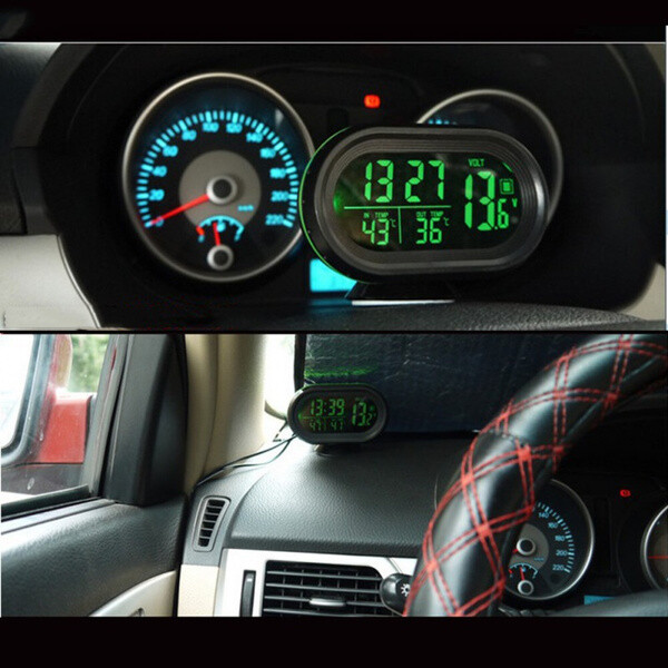 Auto Electronic Car Thermometer Voltmeter Temperature Clock LED Digital Display