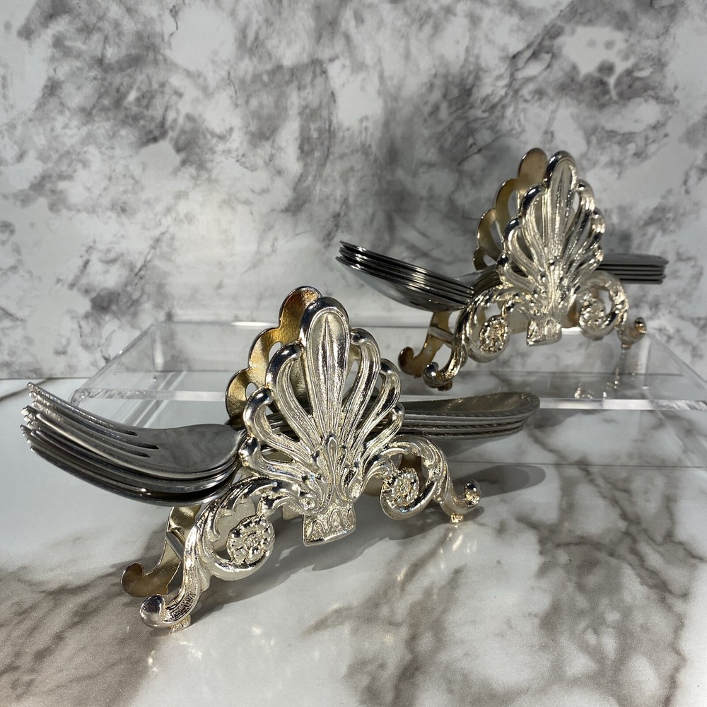 VTG William Adam’s Silver Plate Buffet Flatware Utensil Caddies