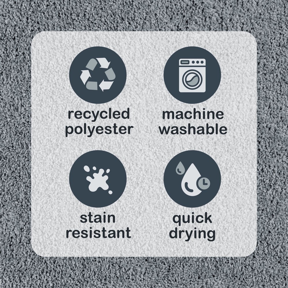24" X 40" Polyester Bath Rug Skid Resistant Non-Slip Backing Basic Everyday New