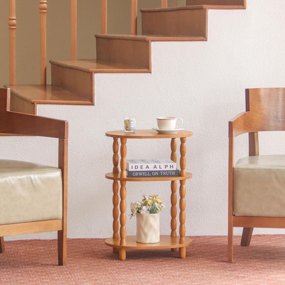 End Table Small Side Table For Small Spaces Modern Oval Night Stand Brown