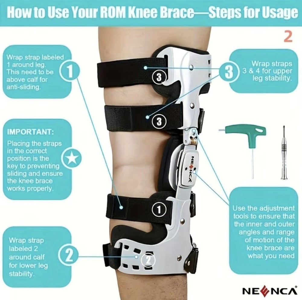 Adjustable Knee Brace For ACL, MCL, PCL Support Breathable ( Left Side)