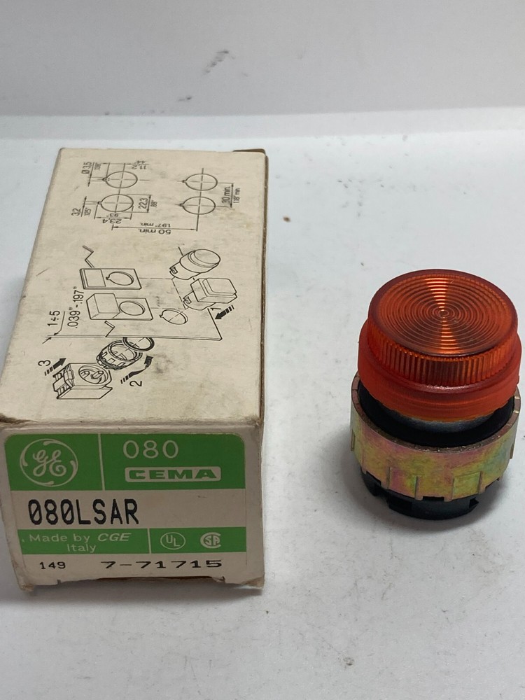 GENERAL ELECTRIC 080LSAR PILOT LIGHT LENS  AMBER NIB