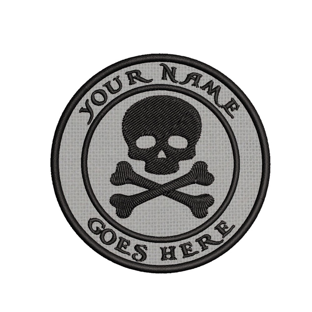 Custom Name Tag Skull Pirate Patch Embroidered Iron-on Applique Skeleton