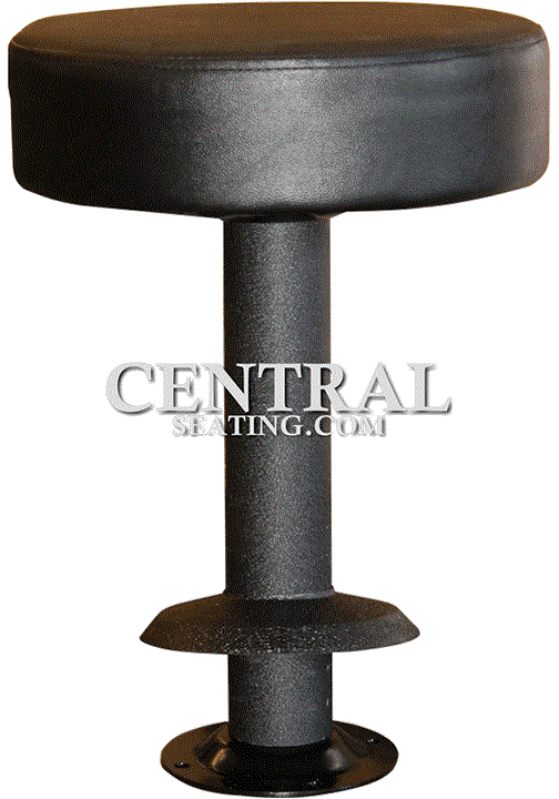 Bolt Down Restaurant Bar Stool with Black Vinyl Round Cushion -18" Dining Height