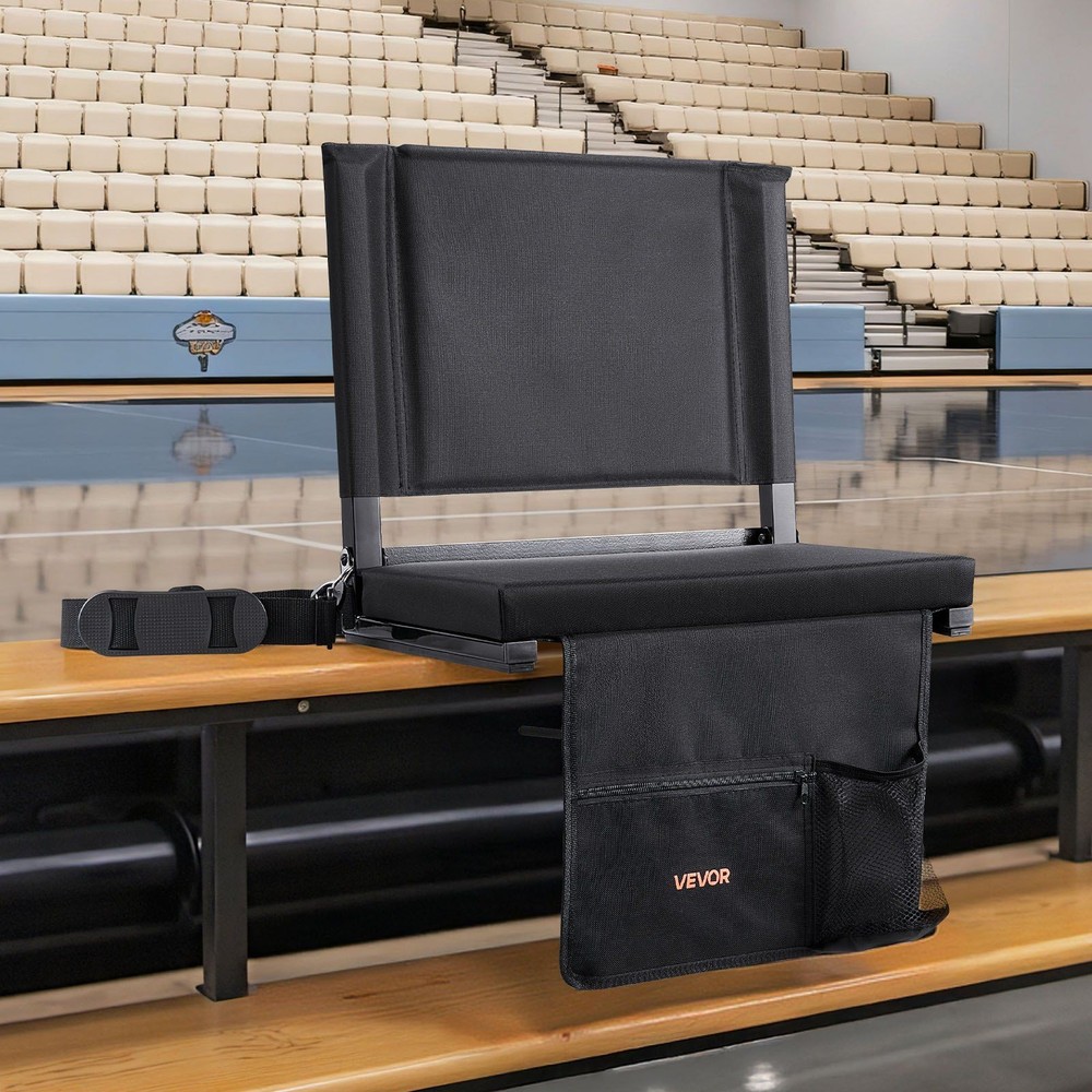 Comfortable Portable Bleacher Seat w/Backrest Hooks & Shoulder Strap