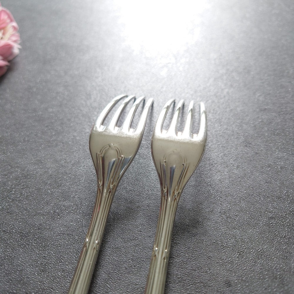 Christofle Rubans 2pcs Silverplate Flatware Dessert Fork Excellent