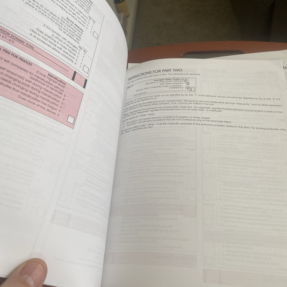 Adaptive Behavior Scale 2nd Edition Second - Examination Booklet ABS-S:2