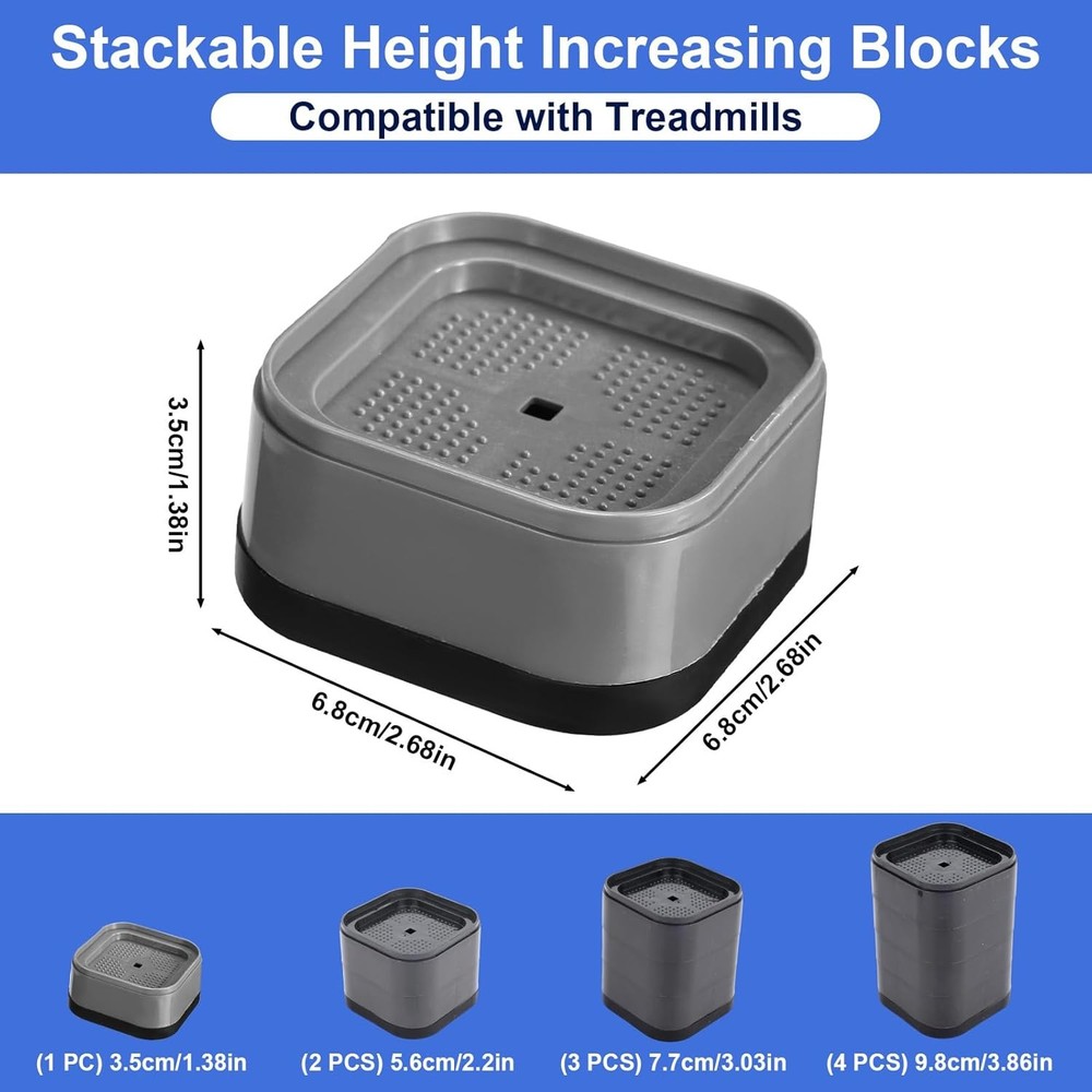 4pcs Treadmill Incline Riser Blocks, Walking Stackable Height Adjustable Incline
