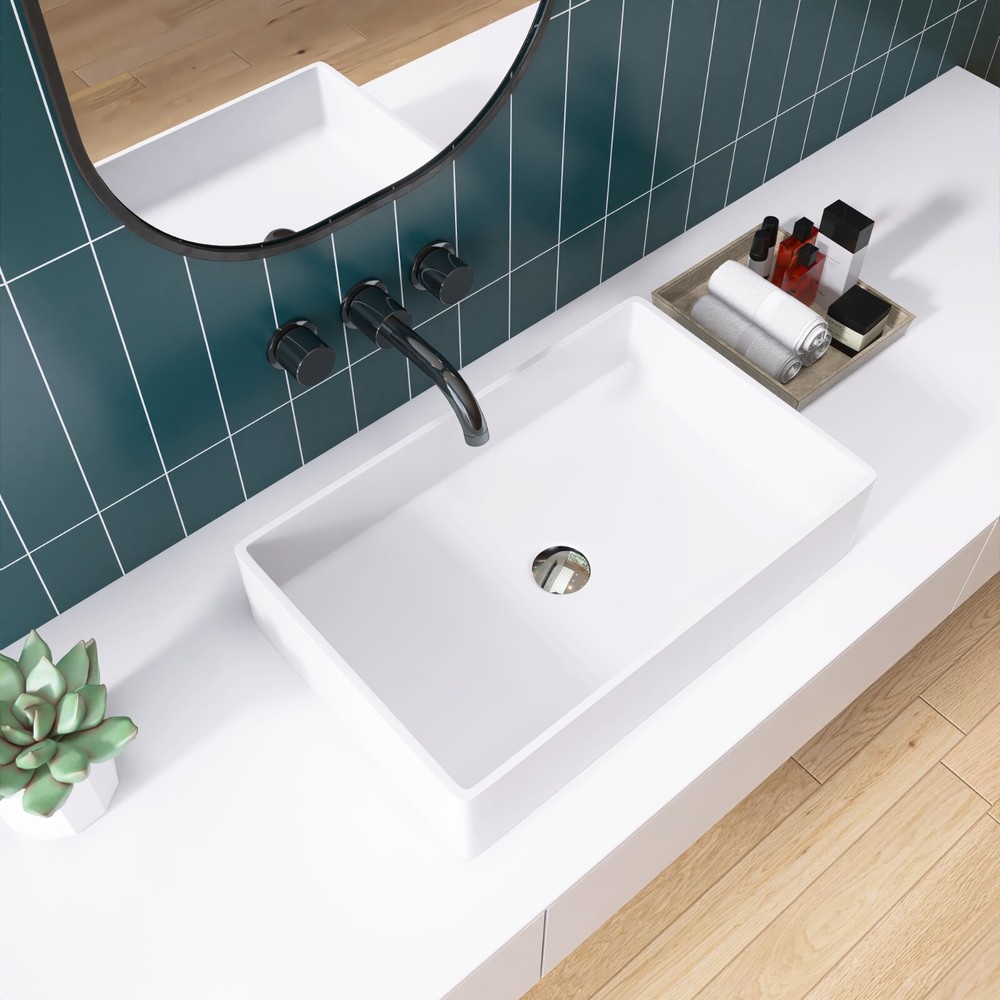 MEDUNJESS 22" Rectangular Soild Surface Vessel Bathroom Sink
