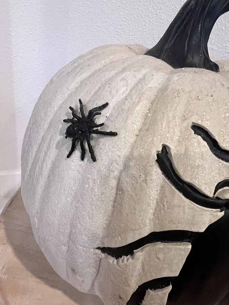 13” Spider Pumpkin - White Glitter