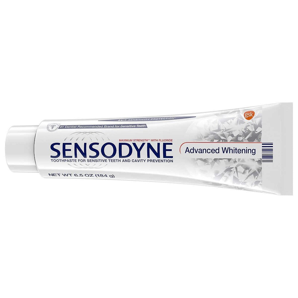 SENSODYNE Advanced Whitening Toothpaste, 6.5 oz, 4-Pack ( scuffed)