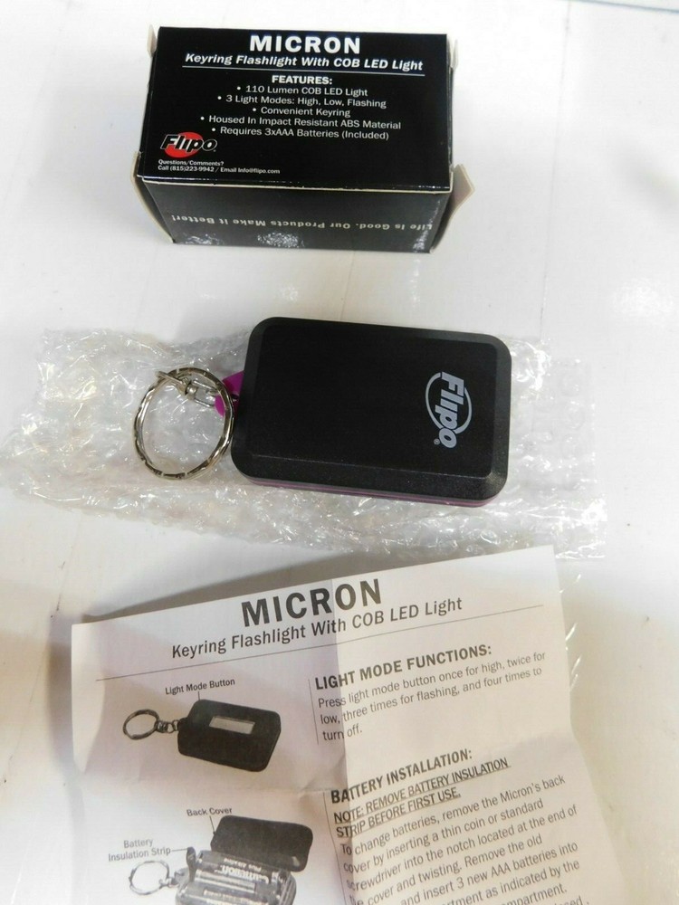 4 Assorted Colors Micron Keyring Flashlight from Flipo W/ Batteries