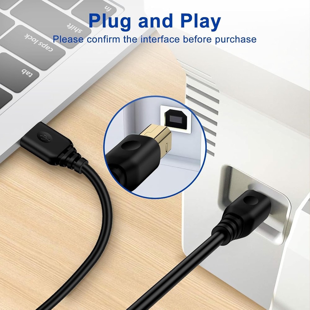 USB Printer Cable 6FT Type A to B Printing Cable, High-Speed Print Black
