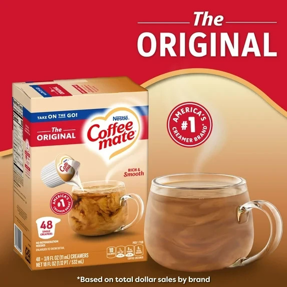 Nestle Coffee Mate, The Original Liquid Coffee Creamer Singles, 9 fl oz, 48 Coun