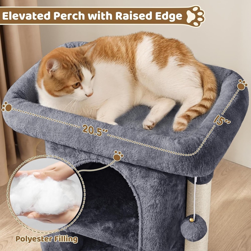23.5in Modern Cat Tree Tower with Snug Plush Comfort & Durable Scratching Posts