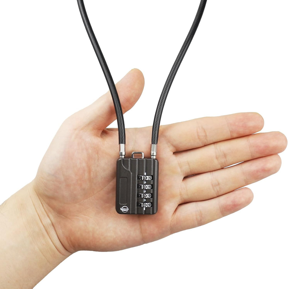 4-Digit Combination Cable Lock 50cm - Re-Settable Security Lock 2-Pack