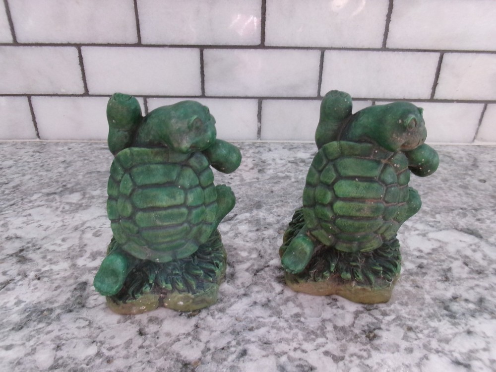 Turtle Figurine's, Book-Ends, Vintage, Pottery, Rustic,