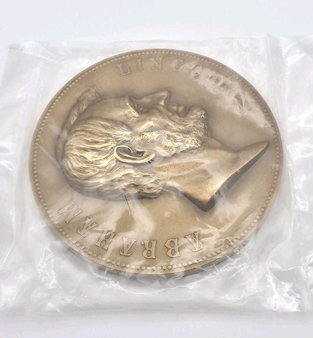 Vintage LARGE 3" ABRAHAM LINCOLN Bronze MEDAL INAUGURATION ASSASSINATION