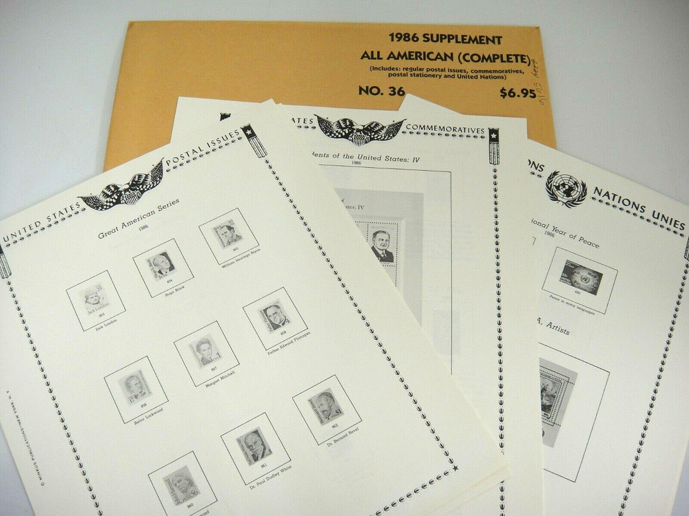 Minkus 1986 All American Stamp Album Supplement Complete #36 NOS