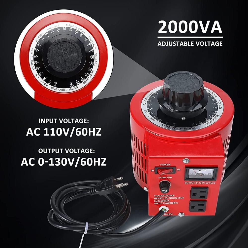 20Amp Variac Variable Transformer Auto AC Voltage Regulator Power Supply 0-130V