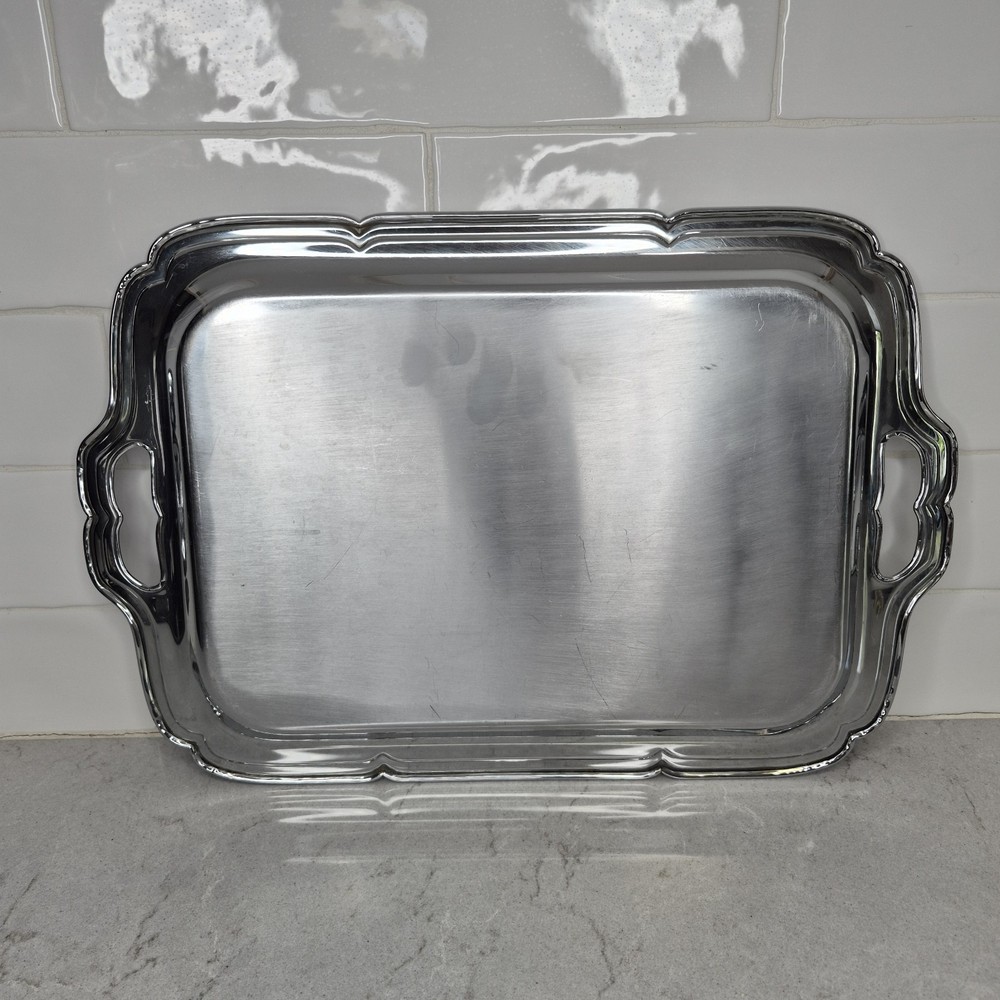Farberware Stainless Chrome Scalloped Serving Tray Buffet Dinner Server 16”
