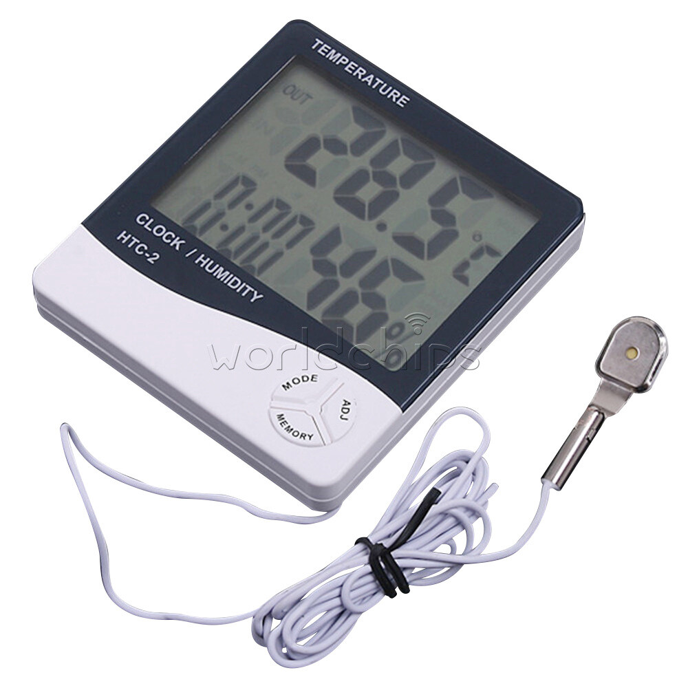 HTC-2 Digital LCD Temperature Thermometer Hygrometer Humidity Meter Clock New