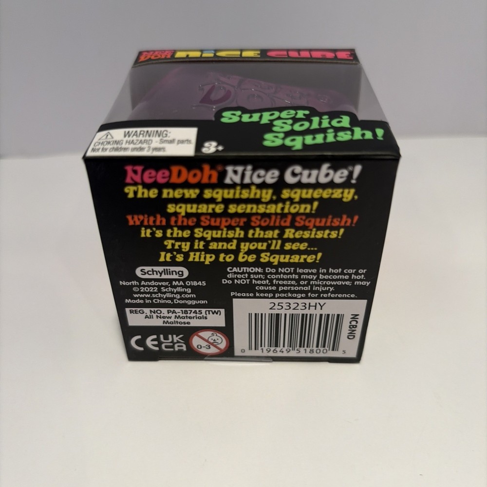 Nee Doh Nice Cube Super Solid Squish! Purple New Factory Sealed