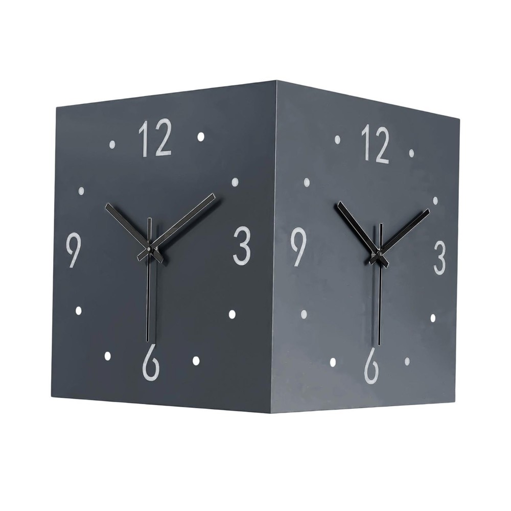 Double Sided Corner Wall Clock Decorative with Light Easy Read Square Silent for