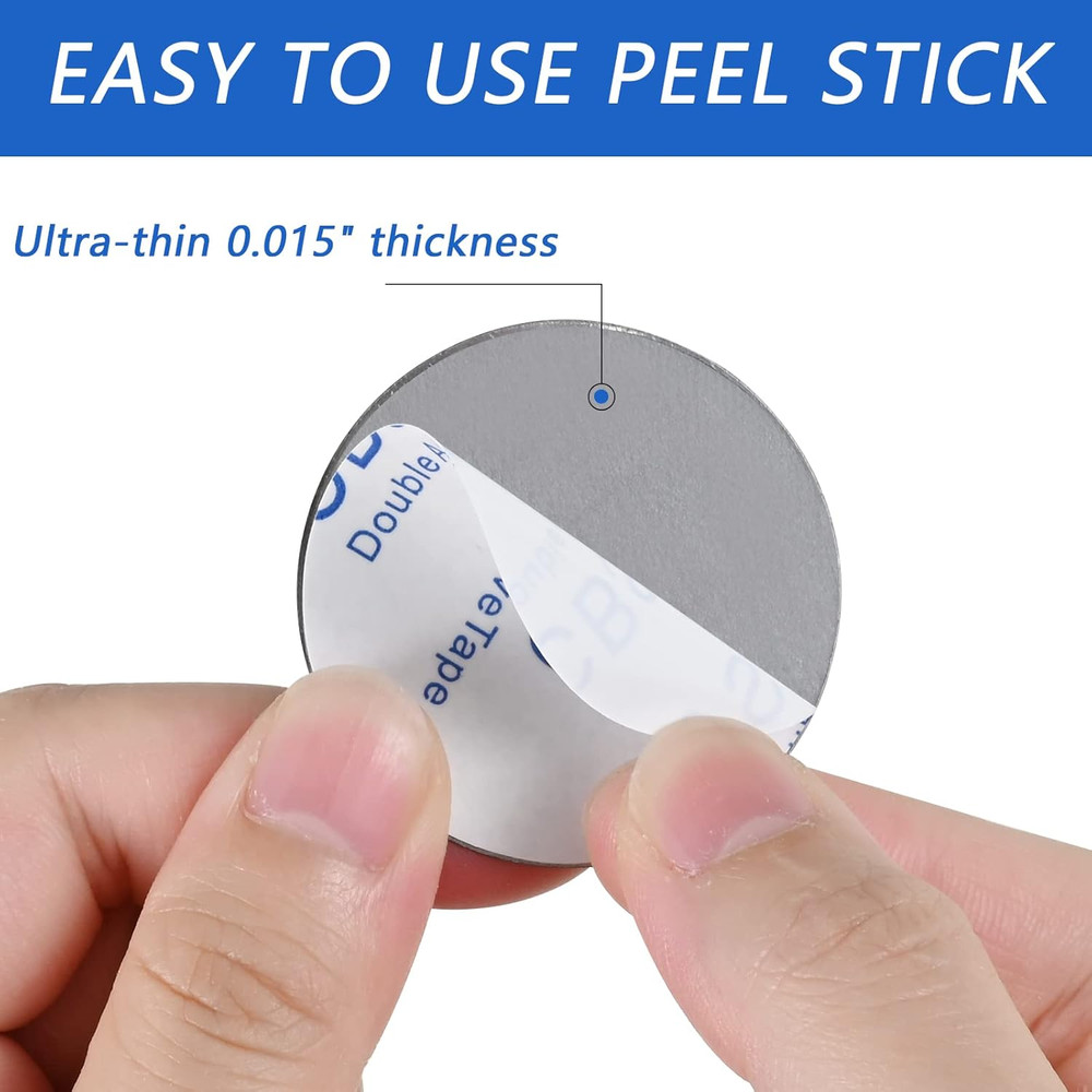 Phone Magnets - Universal Metal Plates, 2 Rectangular and 2 round with Adhesive,