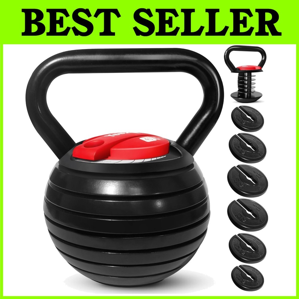 Adjustable Kettlebell Set, 20-40LB Weight, Black
