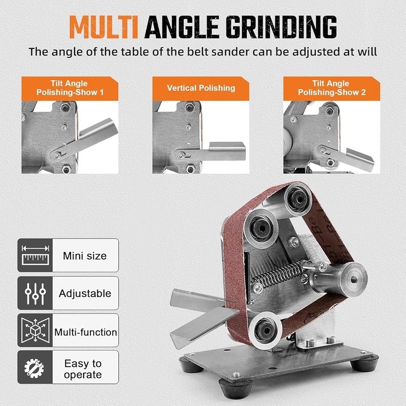 Mini Electric Belt Sander Knife Sharpener 7 Speed Adjustable Polishing Tool Kit