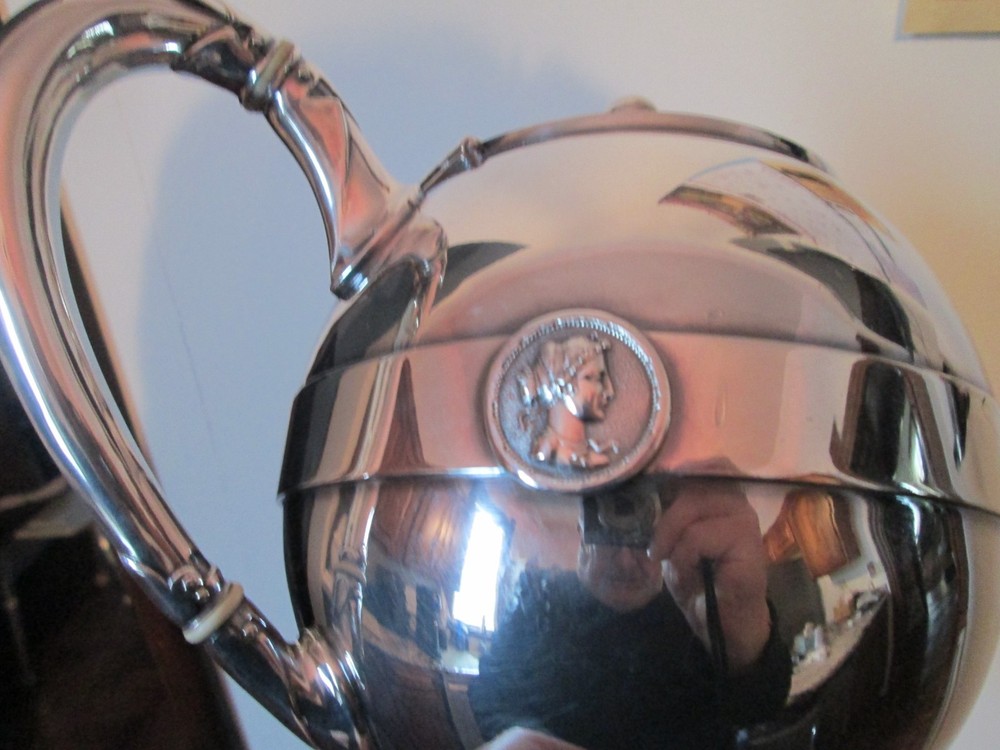 Rare Antique S.P. - MEDALLION Pattern - GORHAM - 6 pc COFFEE / TEA SET - MINT